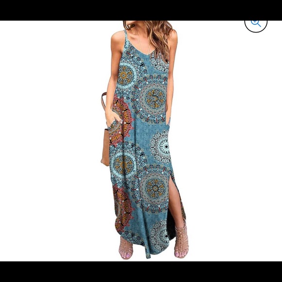 EUC Medallion Print Spaghetti Strap Knit Maxi Dress - Picture 1 of 9